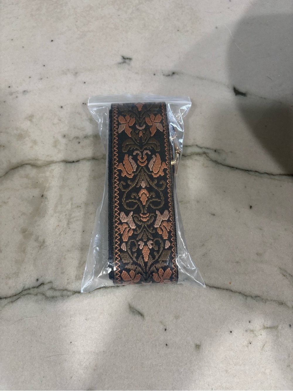 Adjustable Black and Copper Jacquard Strap with Gold Hardware - Picture 4 of 5
